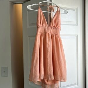 Backless Coral Summer Dress